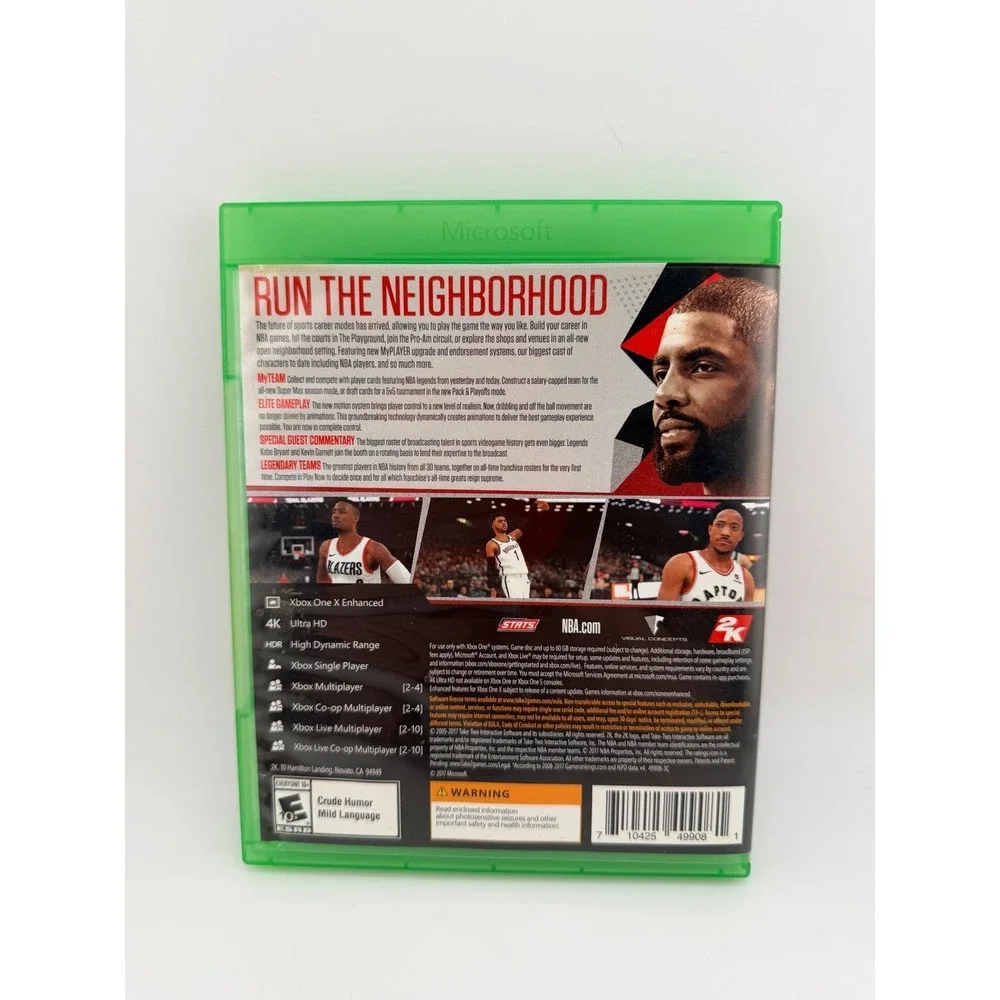 NBA 2K18 Xbox One 2017 Basketball Video Game Kyrie Irving Cover CIB Excellent